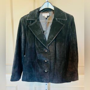 Vintage Preston & York Suede 1X Black Jacket Blazer Cropped Moto EUC Leather